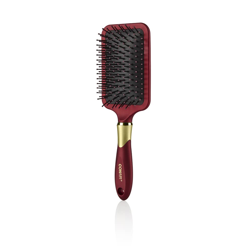 Conair Gel Grips, Nylon Bristle Paddle Hairbrush (Colors Vary